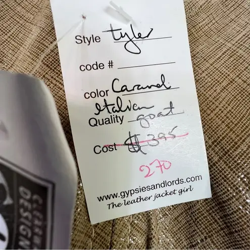 Abandon Size Medium Italian Shine Coated Leather In a Caramel Color w/Pockets Tan