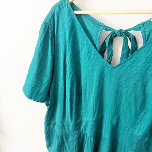 ANN TAYLOR LOFT | NWT Plus Beach Flare Sleeve Tie Back Jumpsuit Teal | Size 24 Green