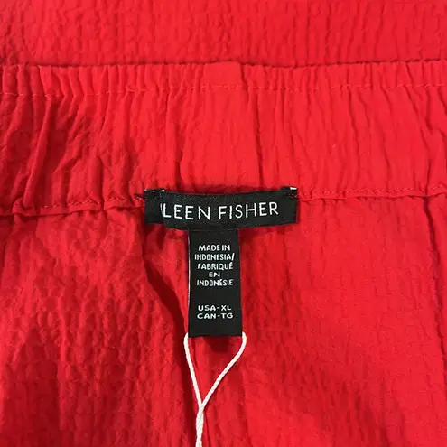 Eileen Fisher  Stretch Organic Cotton Pucker crimson Lantern Skirt  XL NWT
