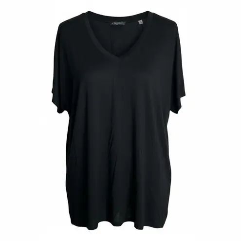 T Tahari  Black V-Neck Short Sleeve Top