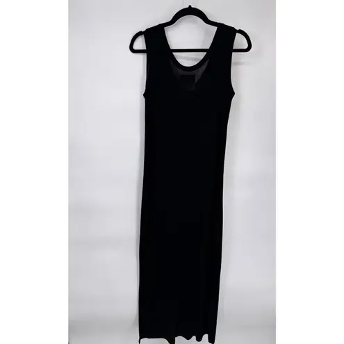 Flax Vintage by Jeanne Engelhart Maxi Dress Womens Small Black Slinky Acetate