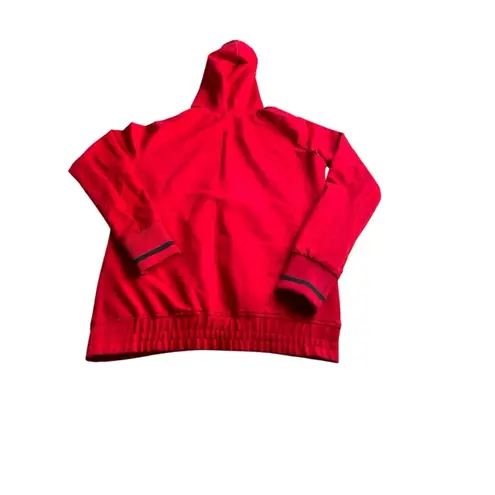 Vibrant Red Varsity Jacket with High Collar and Ribbed Details