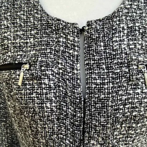 Soft Surroundings Blazer Jacket Womens Medium Gray Tweed Open Front Hook & Eye