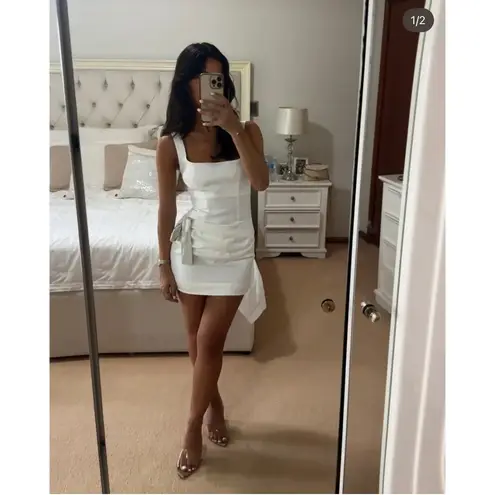 SIR. Jessamine Tie Mini Dress in Ivory 1/S New Womens Linen Tie White