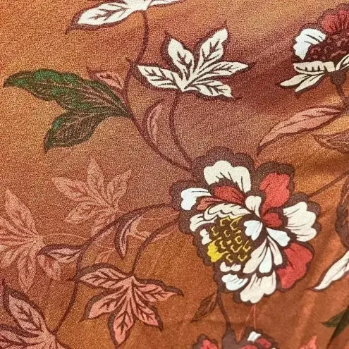 ELOQUII Elements Floral Print Midi Wrap Dress with Puff Sleeves, 16 Brown