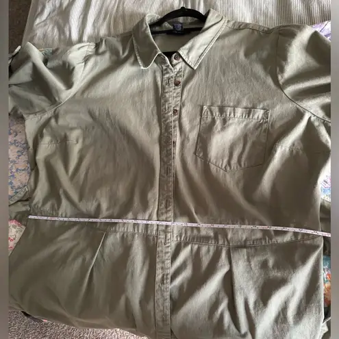 Ashley Stewart  Olive Green Button-down Shirt Dress