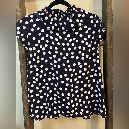 Counterparts Navy Polka Dot Ruffle Blouse