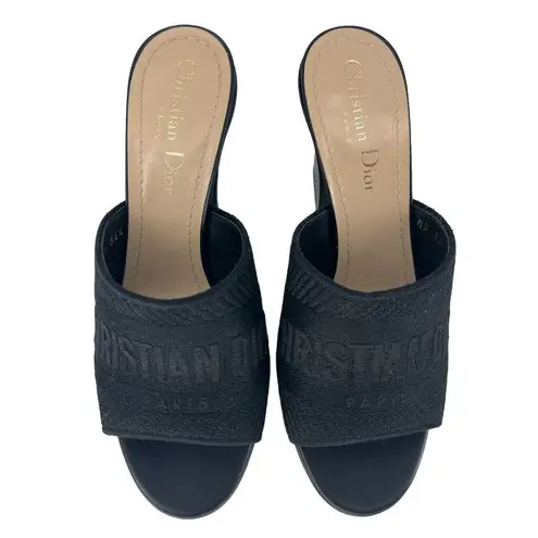 Christian Dior  Cotton Embroidered Dway 85mm Slide Sandals