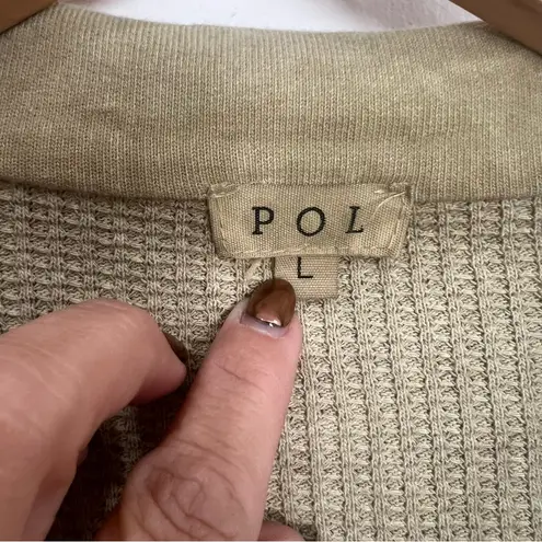 POL ‎ waffle knit button down shirt Olive green SIZE LARGE outdoor granola girl - Image 6