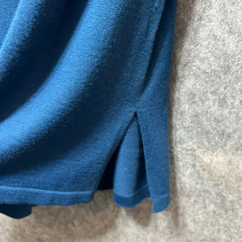 Vintage 90s Turtleneck Tunic Top Wool Blend Long Sleeve Knit Teal Blue Large