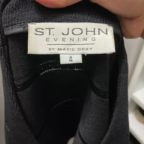 St. John Evening by Marie Gray Black Button Down Cardigan w/Sequins & Embroidery