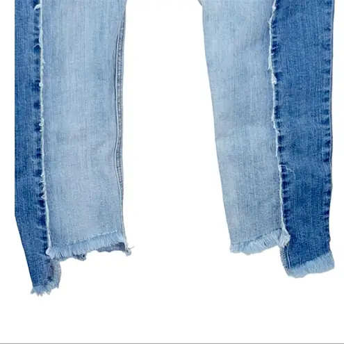 Hayden  Two-Tone Fringed Raw Hem Cropped Ankle Jeans Sz 26 Small
