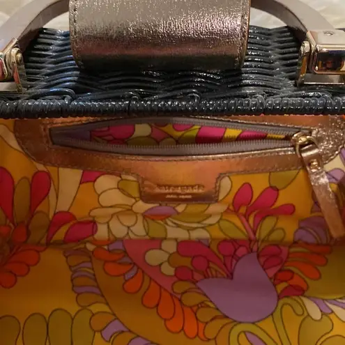 Kate Spade  Rectangular Black Wicker Hand Held Purse w/ Gold Handles & Clasp - Image 6