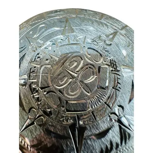 925 Sterling Silver Aztec Mayan Calendar Sun Dial Pin Brooch Pendant 12.96g VTG