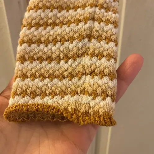 Ghanda Cisco Long Sleeve Crop Top in Natural Stripe, Size Extra Small Brown