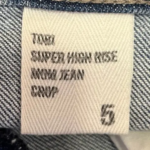 Eunina Tobi Women's Blue Distressed Super High Rise Crop Denim Mom Jeans Size 5