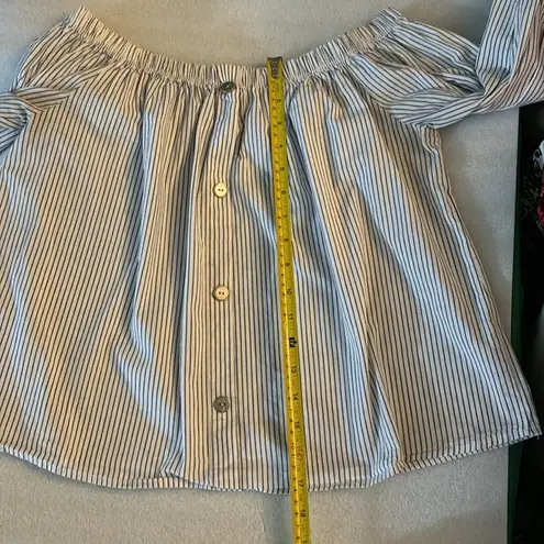 LaBanga Boat Neck Striped Blue/White Top L Tie Sleeves Nautical Preppy Casual Blue Size L