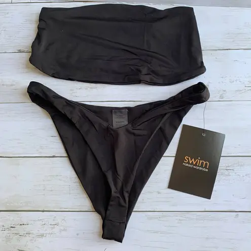 Naked Wardrobe NWT Bandeau Bikini Set in Black