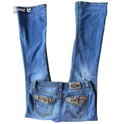 Miss Me Signature Boot Denim Jeans 29 Embellished Back Flap Pockets Dis…