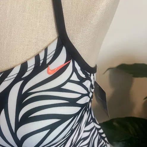 Nike  swim tank Black White animal Tankini Top Racer Back Neon Accents Size small