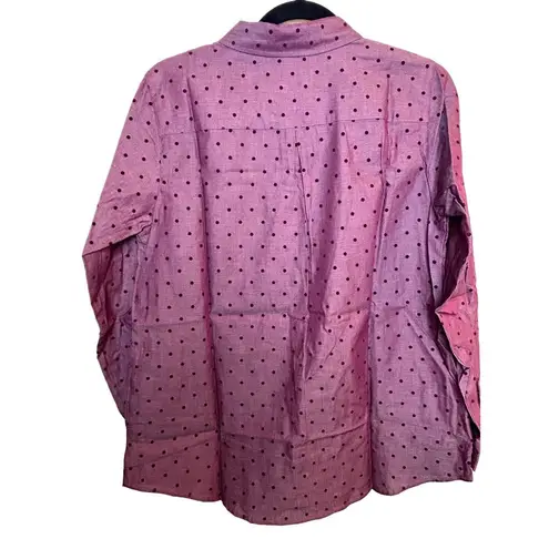 Joan Rivers  Polka Dot Purple Button Up Blouse Work Career Novelty Size 6