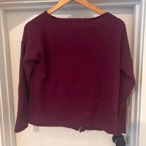 Magenta Boxy Sweater with Zipper Detail Red