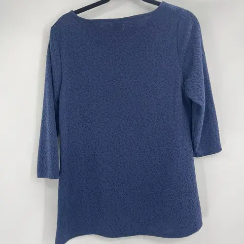 Chico's  Textured Knit Blue Top 3/4 Sleeve Size Medium Nwt