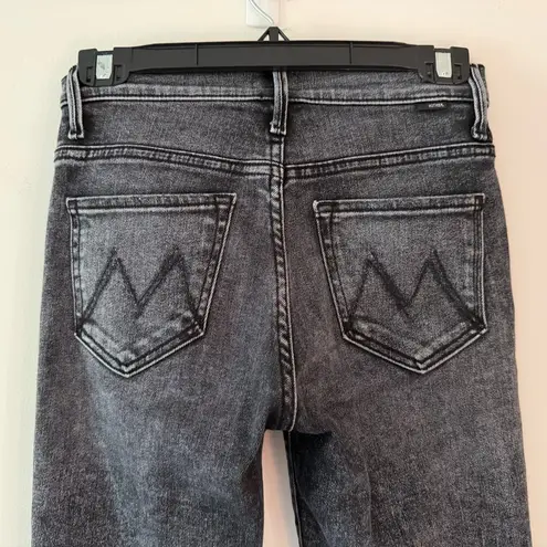 MOTHER the Insider Crop Step Fray in Train Stops Size 25 Denim Ankle Jean Black