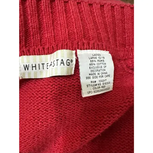 White Stag Y2K Christmas Sweater Sz L Holiday Penguins Snowflakes Red