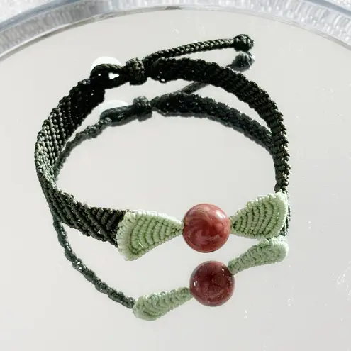 Handmade Macrame Friendship Bracelets Stone Bead – Adjustable, Multiple Colors Blue