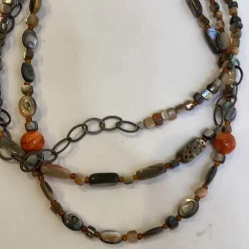 Silpada Designs Multistrand Red Coral Sterling Silver & Abalone Shell Neutral