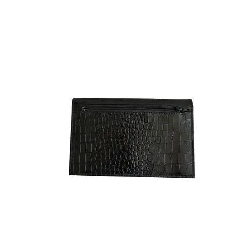ARTBAG Black Croc Embossed Leather Snap Wallet