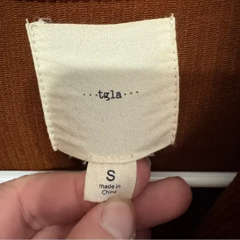 TGLA rust brown corduroy cropped jacket size small