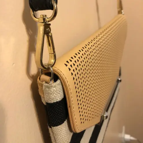 Stella & Dot Canvas Leather Clutch Crossbody Bag