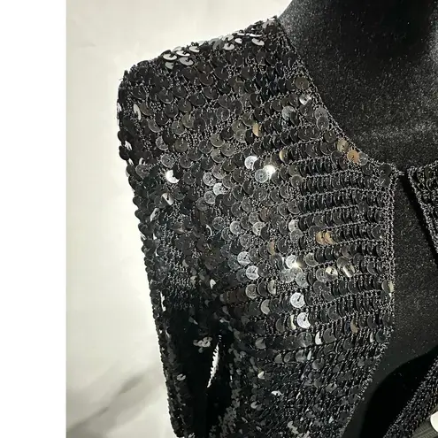 Harrison Morgan Women's Black Sequined sweater M/L Party Cocktail Long Sleeve Black Size M