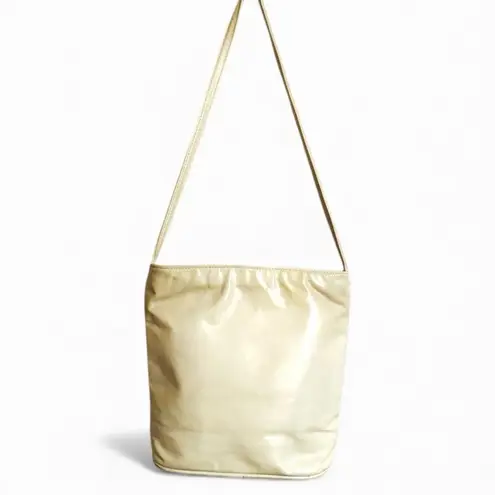 KARAM Handbags NYC 80’s Winter White Leather Gold Studded Crossbody Shoulder Bag