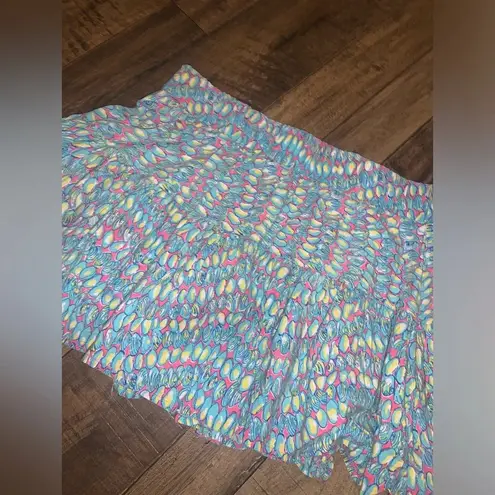 Lilly Pulitzer  Ricky Multi Clam Jam Tiered ruffled  Pull on skirt spring M $89