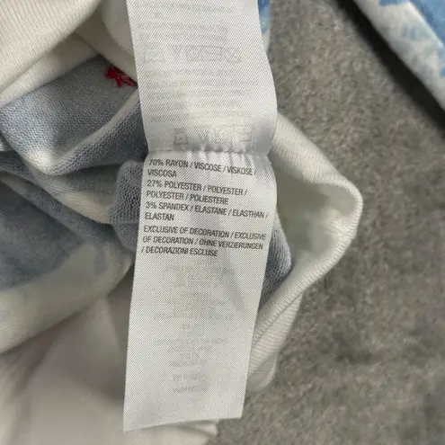 Peace Love World Sweatshirt Blue White Floral Print Pullover Top Comfy Casual S