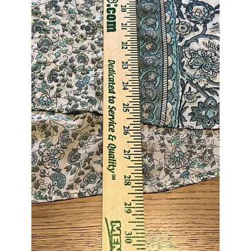 Soft Surroundings Top Women Size Medium Pullover Tunic Henley Floral Roll Tab