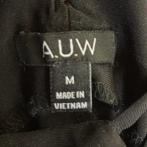 AUW A.U.W. Black Sexy Strappy Tank Top/ Sleeveless Blouse Keyhole Back with Button