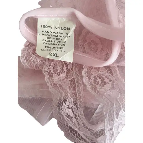 VTG 70s nightie pastel pink Peignoir size XL Pink