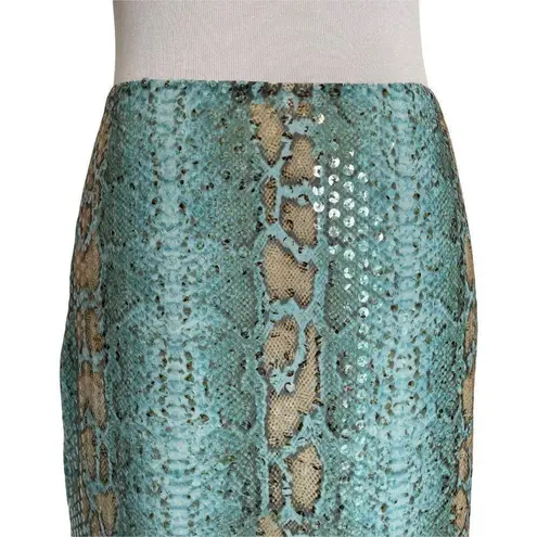 Carlisle Per Se Sequin Snake Print Straight Skirt Womens Size 4 Green Statement Piece NEW - Image 12