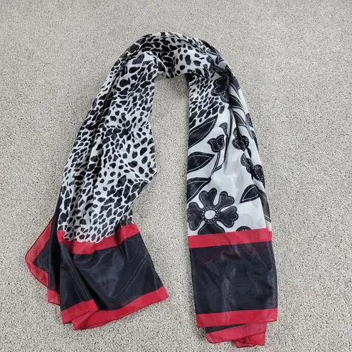 Gottex  Womens Wrap 52" Black Red Floral Multi Way Wrap Scarf CANADA