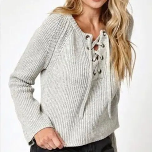 LA Hearts PacSun  Gray Tie Up Sweater Pullover with Wide Sleeves