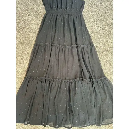 Draper James  RSVP women's XL sleeves tiered smocked maxi dress black metallic