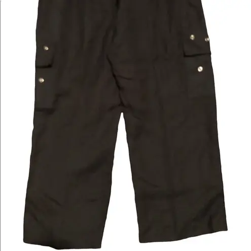 Larry Levine black cropped Linen pants size 10P