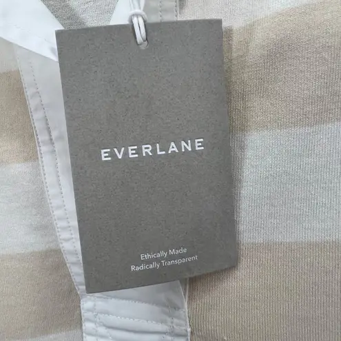 Everlane  Womens The Organic Cotton Polo Dress S Cream Tan Striped Short Sleeve