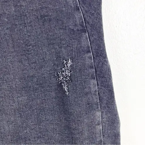 Retrofête RETROFETE Willa Black Wash Front Snap Button Closure Distressed Jean Skirt XS