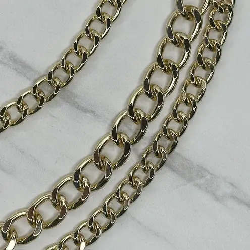 Chunky Draped Gold Tone Chain Link Belt Adjustable Y2K One Size OS ✨
