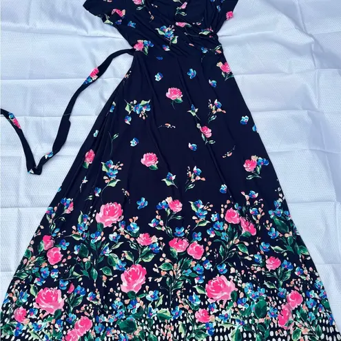 Eliza J Pink and Blue Flutter Sleeve Maxi Dress